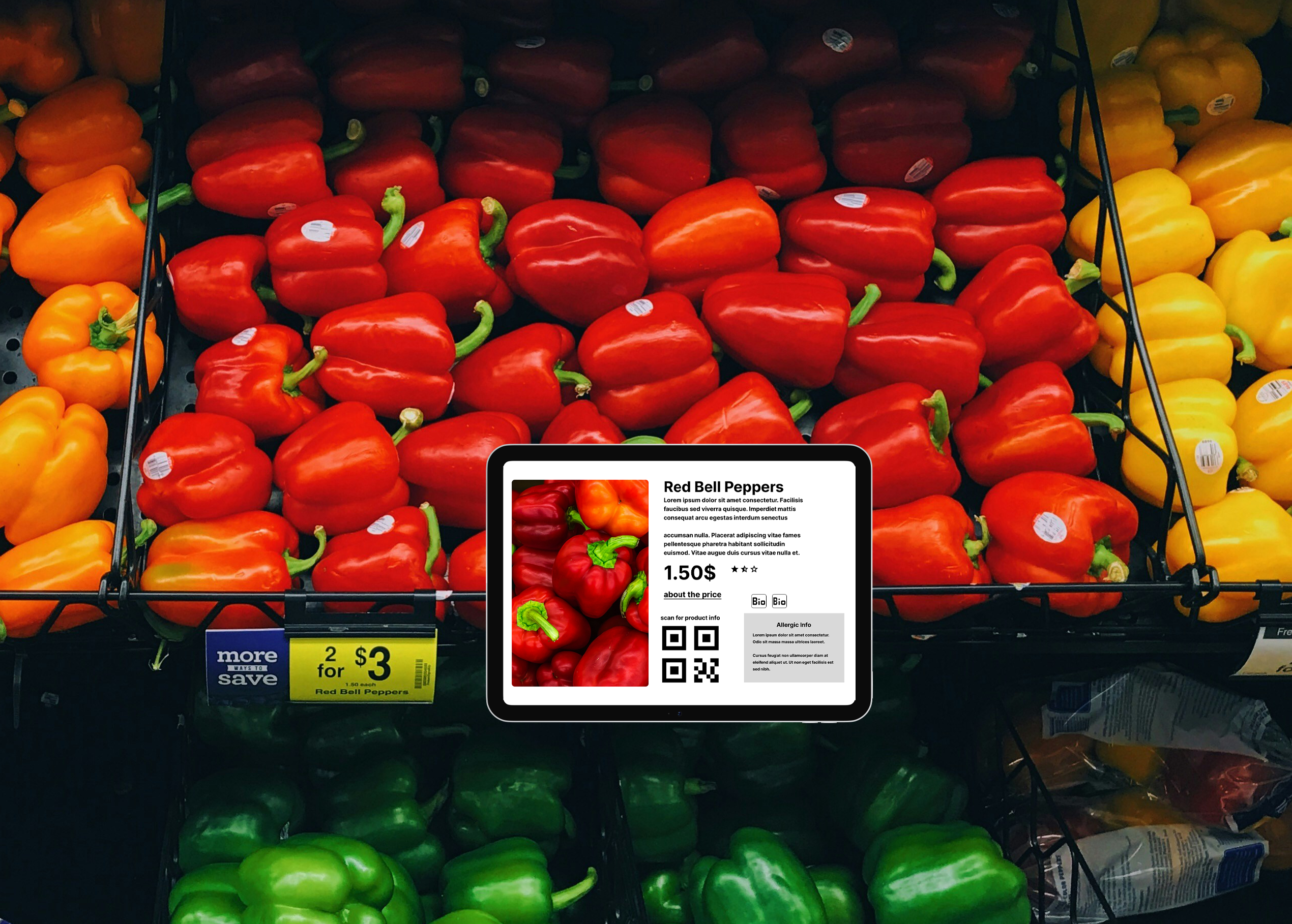 Mock-up of Tablet (with the Software) in Supermarket